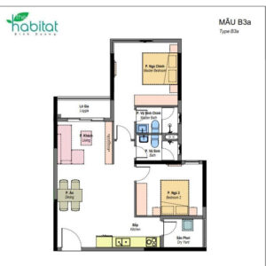 Mã căn C1.0203 The Habitat 2PN 79.2 m²