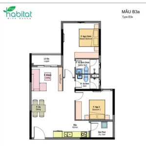 Mã căn C1.1304 The Habitat loại 2PN 79.2 m²