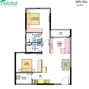 Căn 2PN mã C2.0307 diện tích 74,8 m²