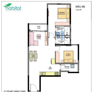 Mã căn C2.1808 The Habitat 2 phòng ngủ