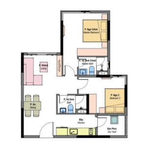 Căn 2PN 67m2 The Habitat mã C2.1806