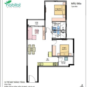 Căn hộ The Habitat mã C3.1607 loại 2Pn