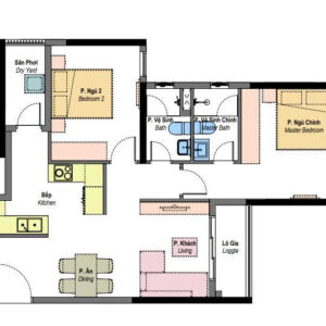 Mã căn C3.1801 The Habitat loại 2PN 71.5 m2