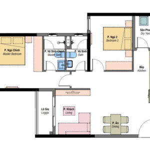 Căn 2 phòng The Habitat mã C3.1802