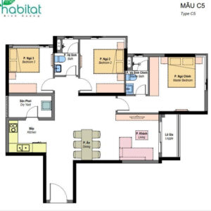 D1.1301 – Căn hộ 3 Phòng Ngủ – 88 m²