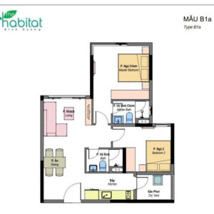 Mã căn C1.1802 loại 2PN DT 66,9 m² hướng Tây Bắc