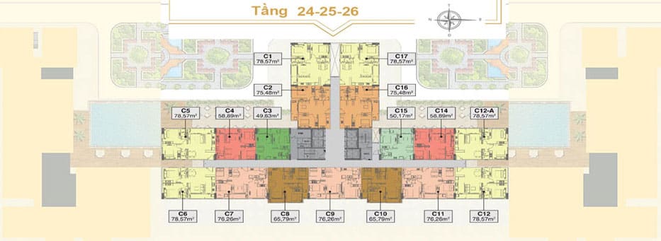 mặt bằng tầng 24–26 Saigon Mia