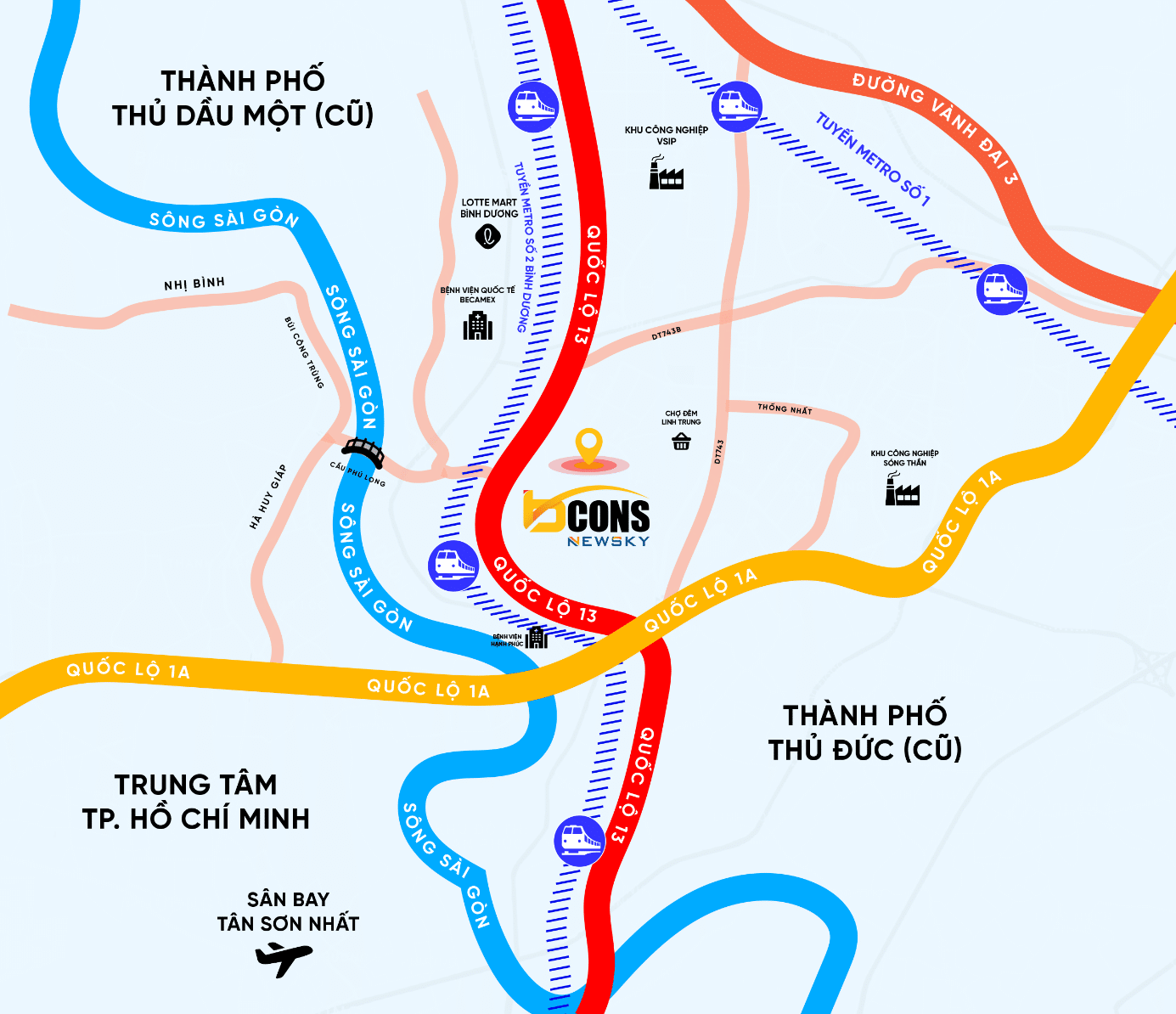 Vị trí dự án Bcons New Sky